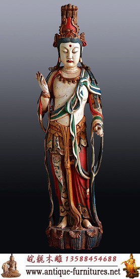 供应皖龙2号彩绘木雕佛像